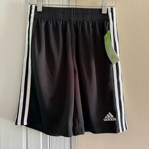 Adidas Boys Shorts Medium 10-12 Yrs 3 Striped Logo Athletic Basketball Black NEW